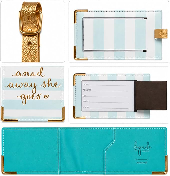 WORD TRAVELER Passport Cover Holder And Luggage Tag Set In Gift Box | Faux Material, Adjustable Buckle Strap, Privacy ID Window, Slim Lightweight Build for Easy Carry