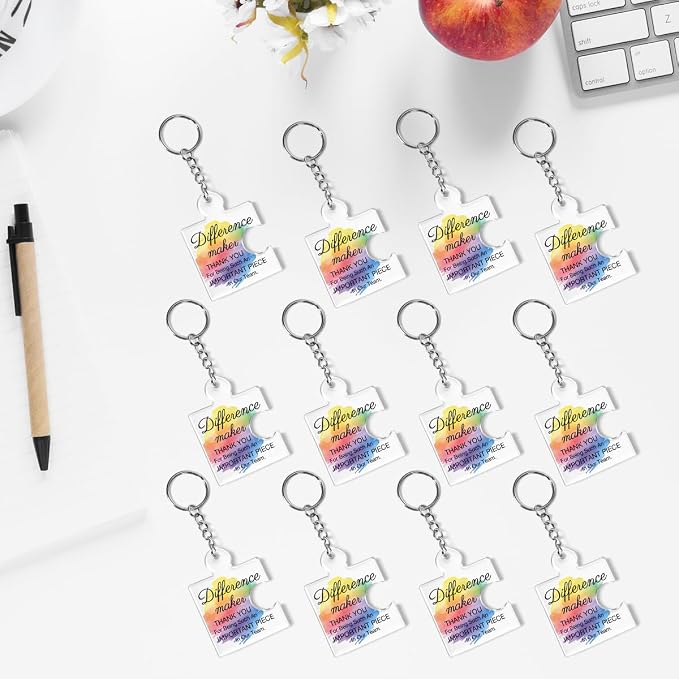Team Appreciation Gifts Bulk Thank You Keychains for Coworkers | Gift Set for Employee, Staff, Teachers, Teamwork Puzzle Piece Keyring, Acrylic