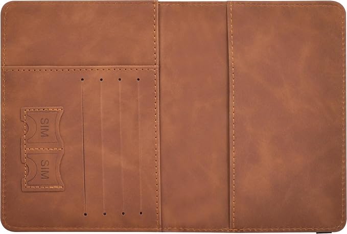 Passport Holder, Passport Cover with Credit Card Slot and Boarding Pass Slot Combo, Passport Wallet Case Book Travel Must Have, RFID Blocking Leather Travel Accessories, Brown
