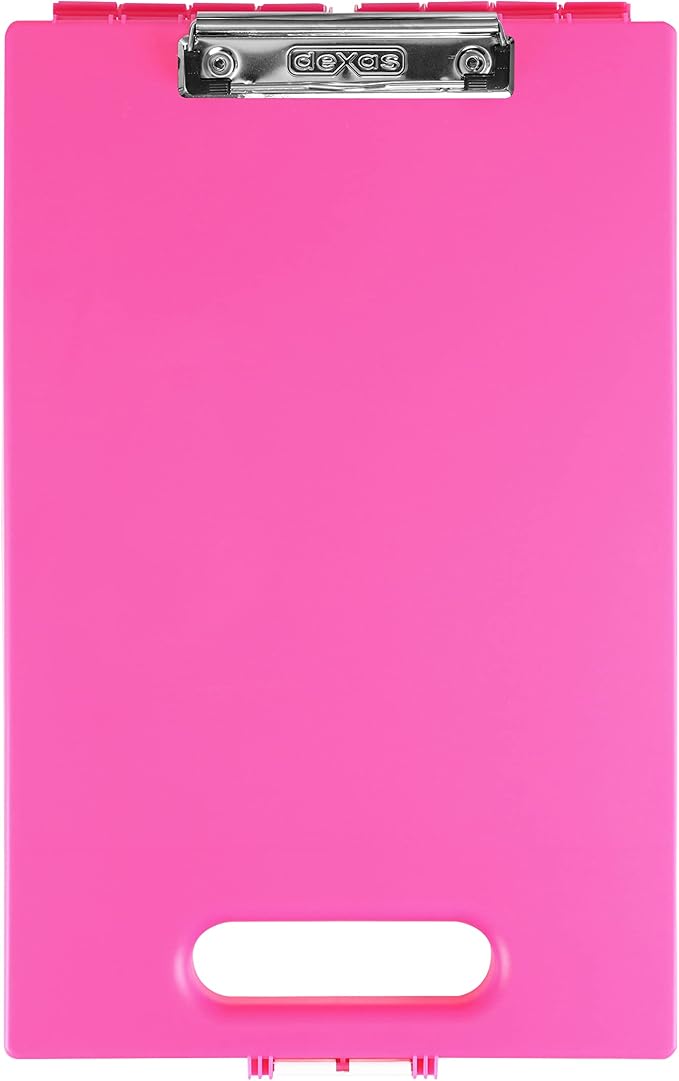Dexas Clipcase Storage Clipboard with Handle, Pink 16" x 10"