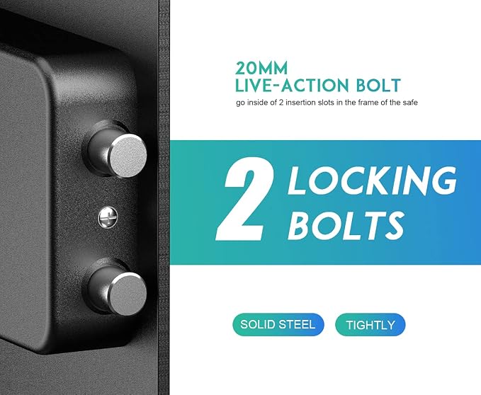 RPNB Digital Home Safe Box,Personal Safe,Money Safes for Home,1.52 CuFt | Cabinet Safes with Keys,Electronic Code Lock,Small Metal Safe for Home,Steel Alloy,Office,Hotel,Business,Jewelry
