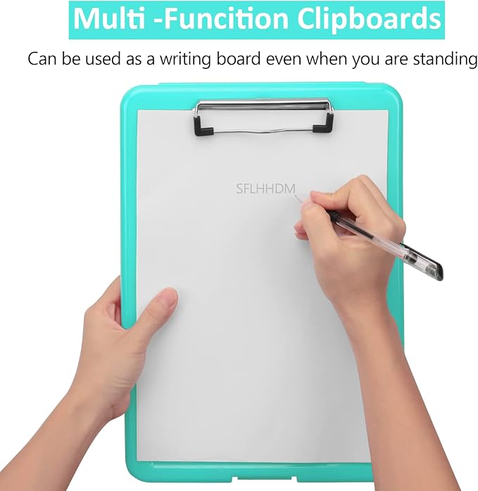 SFLHHDM Clipboard with Storage, Clipboards Foldable for Nurse,for 8.5x11 Paper Clip Boards,A4 Clipboards Case with Smooth Writing for Office Supplies Clip Board Case-Cobalt Teal