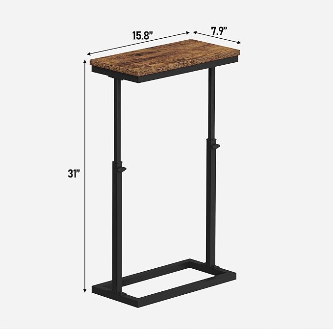 TUTOTAK End Table, Side Table, Tall Couch Table, Sofa Table, Set of 2 | for living Room, Bedroom, Brown TB01BB0832
