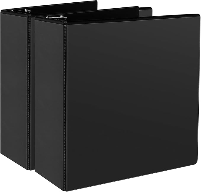 CIXILDTS 3" 3 Ring Binder, Standard 3-Inch Slant-D Ring Binder Fit Letter Size Paper, Presentation View Binders, 2 Packs, Black