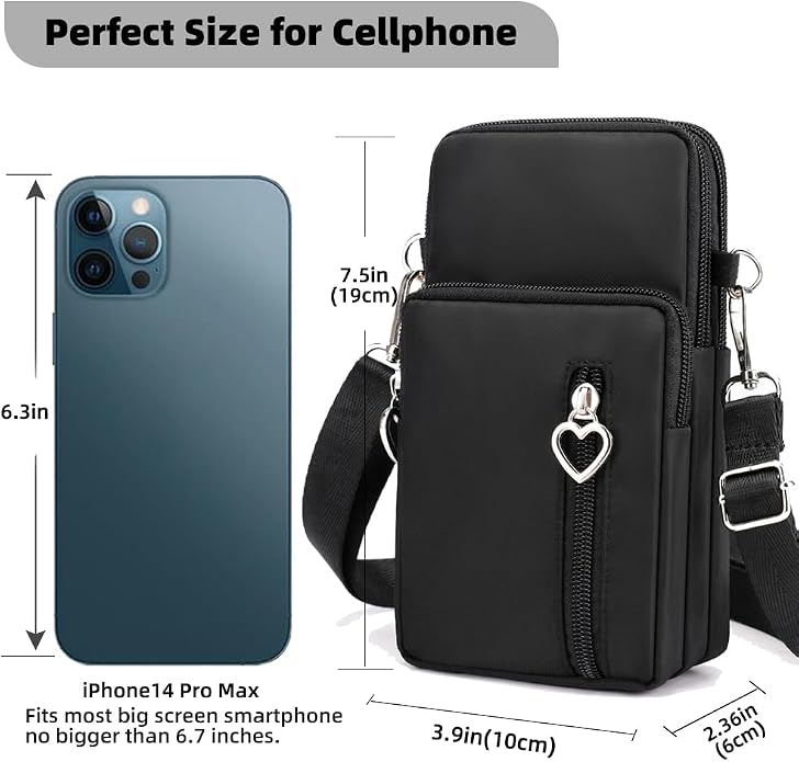 Small Crossbody Bag for Women - Mini Phone Purses with Crossbody Strap and Wallet - Nylon Arm Bag