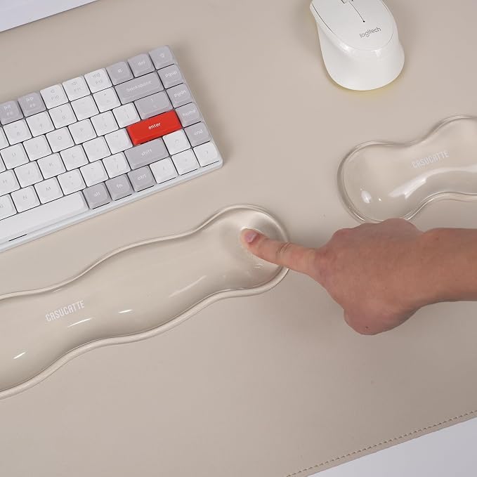 Ergonomic Clear Gel Wrist Rest for Computer Keyboard - Non-Slip Crystal Gel Pad, Soft Comfortable Support, Washable, Office Gaming Wrist Pain Relief