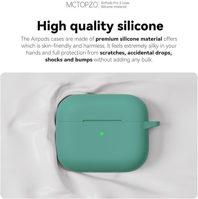 for AirPods Pro 3 Case 2025,Come with Cleaner Kit,Pine Green | Silicone Protective Cover for Airpod Pro 3rd Generation Case with Keychain,for Women Men,One-Piece Design,Shockproof