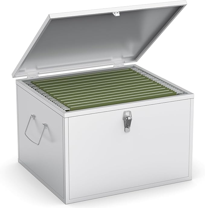 TOPCJ Legal/Letter Lockable Heavy Duty Hanging File Box,Metal File Cabinet,File Organizer Box,Storage Box,Multifunctional Secure Organizer for Office Supplies,Documents,Private Valuables Home Office
