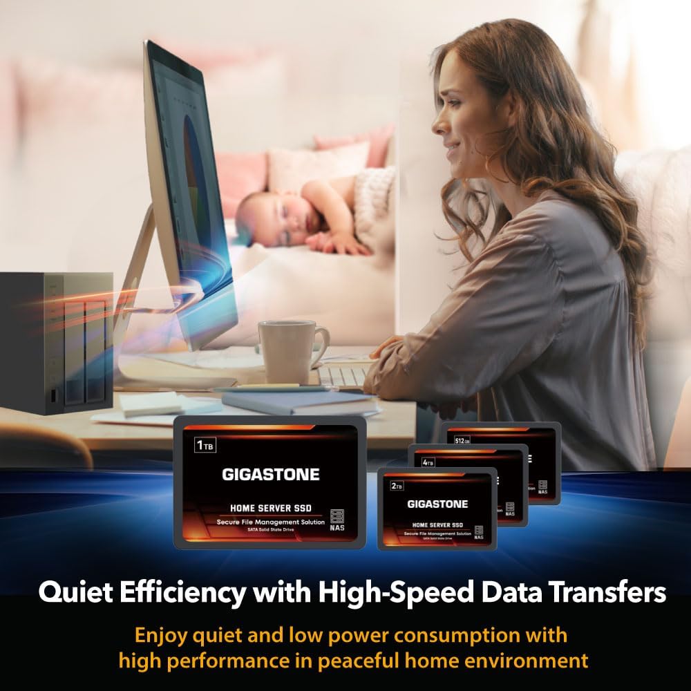 Gigastone Home Server SSD 2TB NAS SSD Drive Cache (2-Pack) 24/7 Durable TLC High Endurance Personal Cloud Data Sync Network Attached Storage RAID 3D NAND 2.5" SATA Internal Solid State Hard Drives