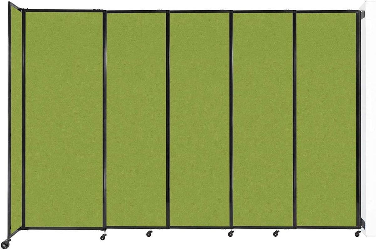 Wall-Mounted Sliding StraightWall Room Divider | Adjustable Widths | Locking Wheels | Room Separator | Up to 11'3" Wide x 7'6" Tall Lime Green Fabric Panels