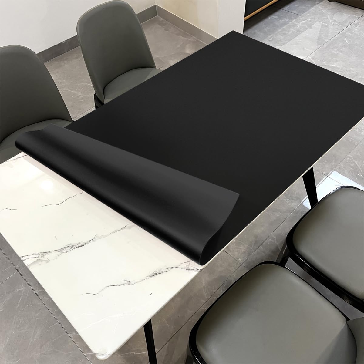 Leather Table Pad,1.8mm Thick,40x72 Inch,Dining Table Pad,Table Pads for Dining Room Table Rectangular,Table Protector for Dining Room Table,Table Top Protector(Black+Black,40x72)