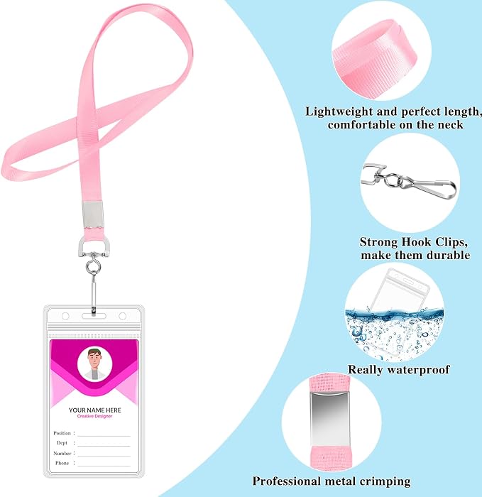 4 Pack Cruise Lanyard with ID Card Holder, Durable Lanyard with Waterproof ID Badge Holder Cruise Lanyards for Badges Ship Cards Carnival Sail Keys (4 Colors)
