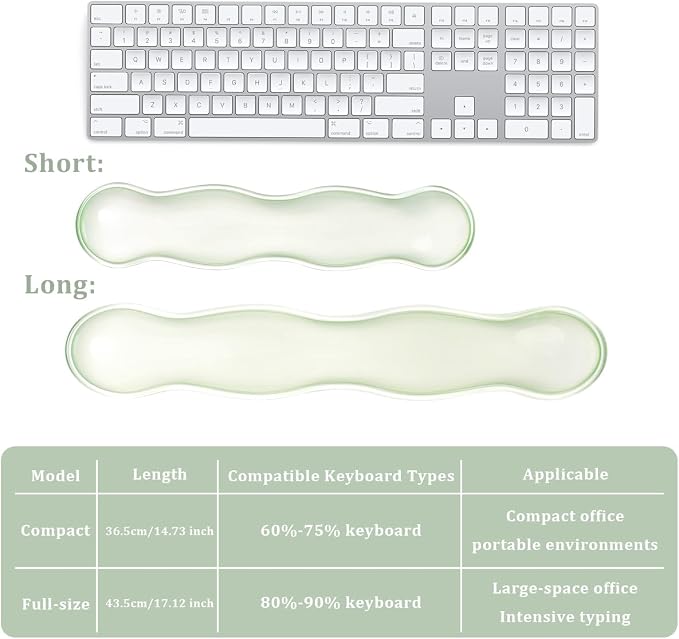 Ergonomic Gel Keyboard and Mouse Wrist Rest Set – 17.12inch Longer Wrist Rest for Full-Sized Computer Keyboard, Comfort & Support for Typing and Gaming (Green)