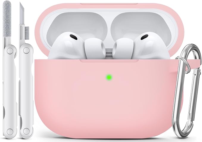 for AirPods Pro 3 Case 2025,Come with Cleaner Kit,Pink | Silicone Protective Cover for Airpod Pro 3rd Generation Case with Keychain,for Women Men,One-Piece Design,Shockproof