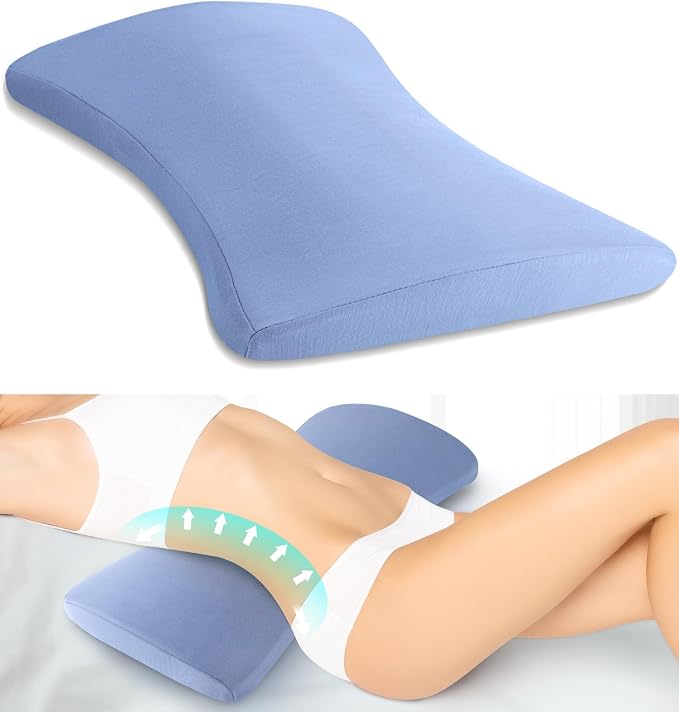 vamorry Lumbar Pillow for Sleeping, Lumbar Support Pillow for Bed for Back Pain Relief, Memory Foam Lower Back Pillow for Bed, Back Support Pillow for Side & Back Sleepers, Washable Cover