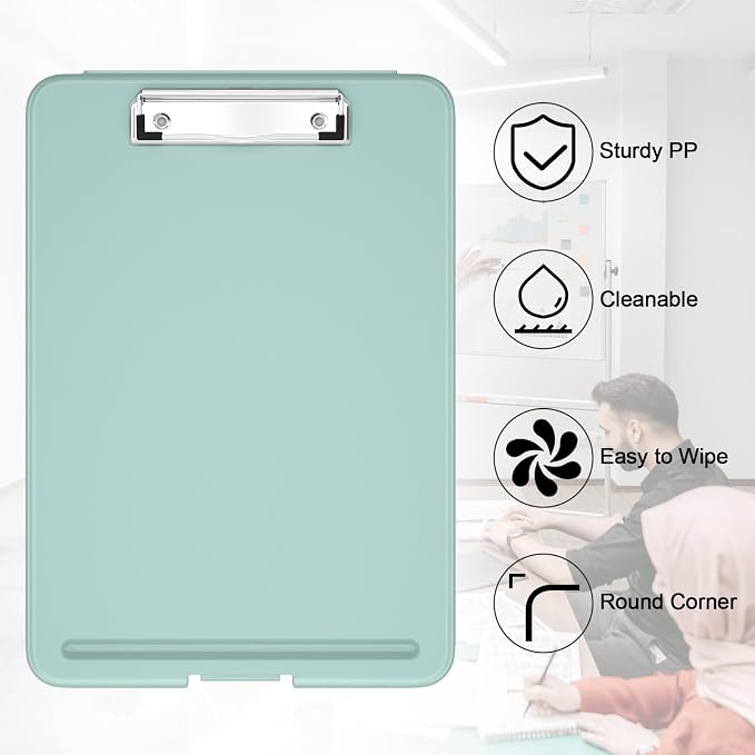 Hongri Clipboard with Storage, 8.5 x 11 Clip Board Foldable, Green | Bottom Opening, Size 13.4 x 9.4 X 0.9 in for Nurses, Teacher, Students, Classroom, School & Office Supplies