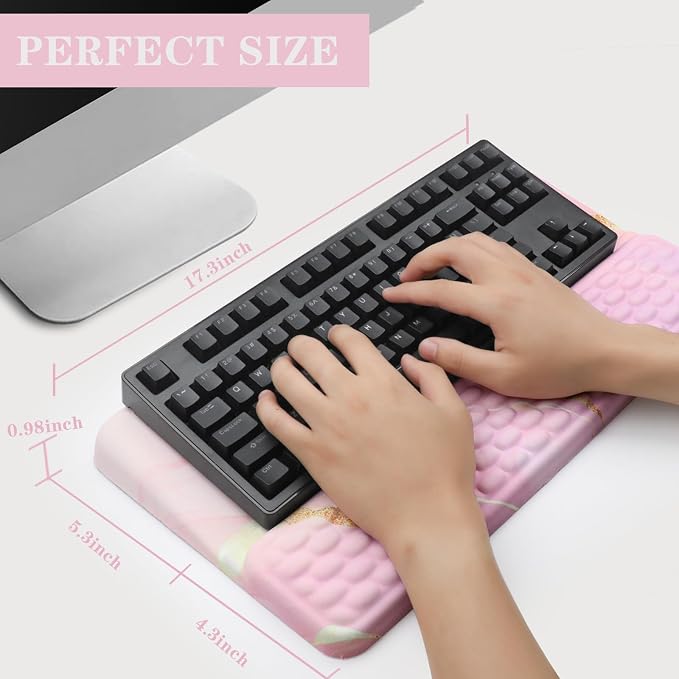 Ergonomic Keyboard Stand with Wrist Rest, Computer Wrist Support Pad | Comfy Tilted Keyboard Riser Holder Wrist Pad for Pain Relief, Soft Memory Foam Desk Cushion for Office Home