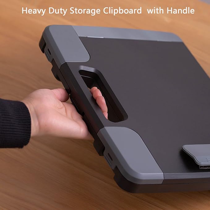 Heavy Duty Clipboard with Storage Case, Portable Handle Clipboard | Heavy Duty, Side-Opening, High Capacity, Portable, Durable Plastic, A4 Size, Ideal for Office, Business, School