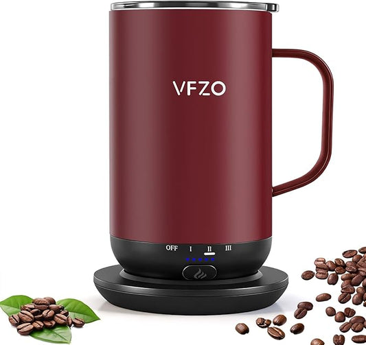 Self Heating Coffee Mug,High-Capacity- 18 oz, 180 Min Battery Life, Smart Heated Coffee Mug，Smart Mug, Simple Temperature Control Operation, Gifts for Family Members (Burgundy)