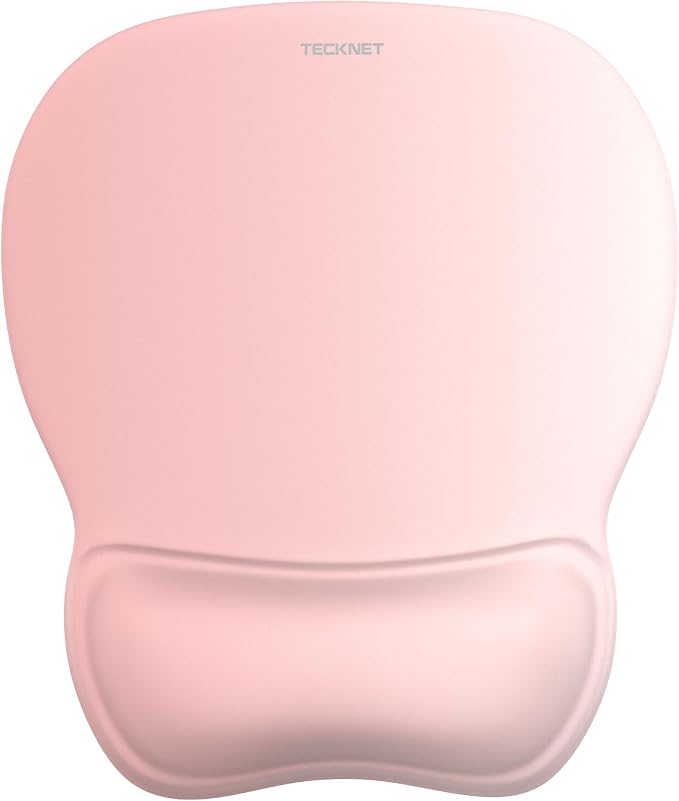 TECKNET Gel Ergonomic Mouse Pad with Wrist Rest, Non-Slip PU Base, Pink | Comfortable Gel Cushion, Pain Relief, Smooth and Waterproof Surface, Mouse Pad with Wrist Rest for Office, Gaming and Study