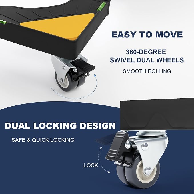 W B D WEIBIDA Mobile Roller with 4 Locking Wheels, Adjustable Furniture Dolly Mini Fridge Stand Appliance Dollys Cart Washer Pedestal for Portable Washing Machine, Dryer, Refrigerator