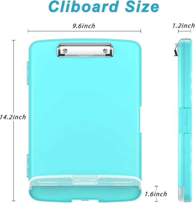 Rimilak Clipboard with Storage, 8.5 x 11'' High Capacity Clip Board, Green | Smooth Writing, Side-Opening Plastic Folder with Pen Holder, Size 14.2 x 9.6 x 1.2″ ,for Classroom, Teacher, Student
