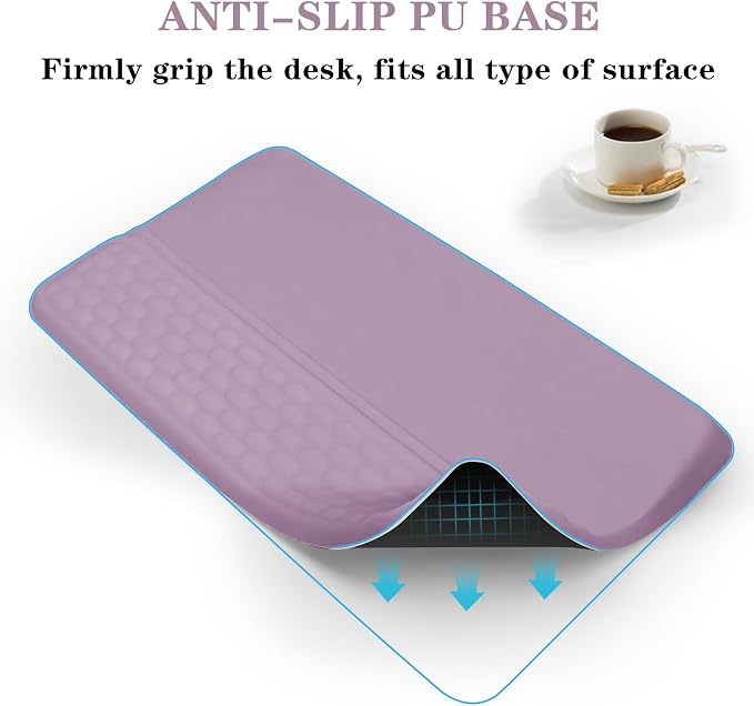 Computer Keyboard Stand with Wrist Rest Support Pad, Purple | Ergonomic Comfy Tilted Keyboard Stand Riser Holder Pad for Pain Relief, Soft Memory Foam Desk Cushion for Office Home