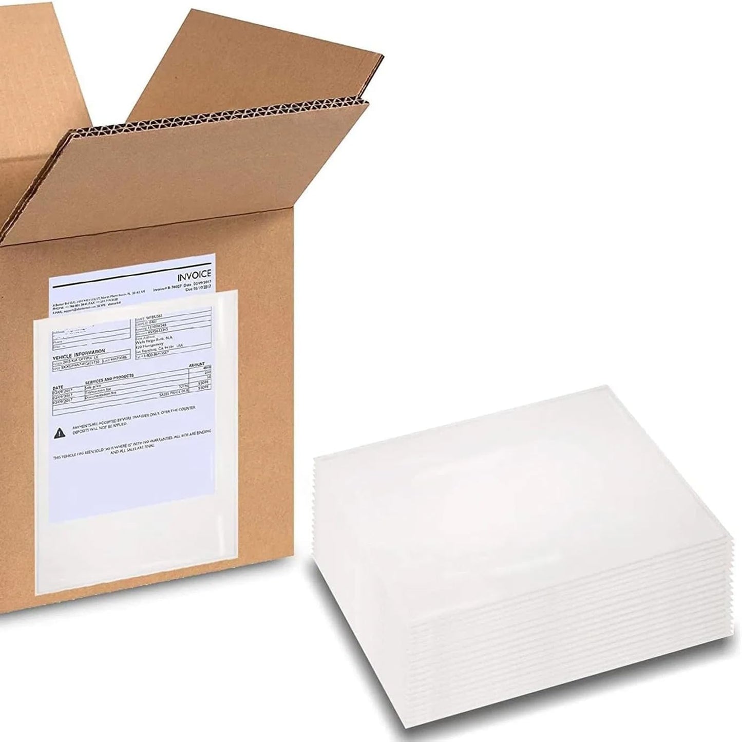 (500) 10" x 12" Clear Packing List Envelope Back Load Plain Face