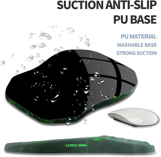 Ergonomic Raised Mouse Pad Wrist Support with Bilateral Slope Memory Foam Mousepad for Wrist Rest and Carpal Tunnel Pain Relief 11.8x7.9〃Green Mountain