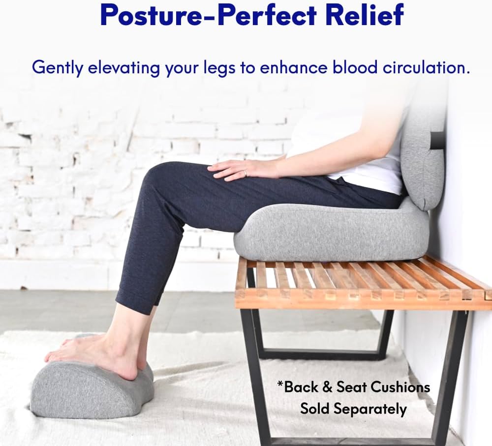 C CUSHION LAB Foot Rest for Under Desk at Work - Adjustable Memory Foam Foot Rest for Office Chair & Gaming Chair - Ergonomic Design for Back & Hip Pain Relief - Wellness Green