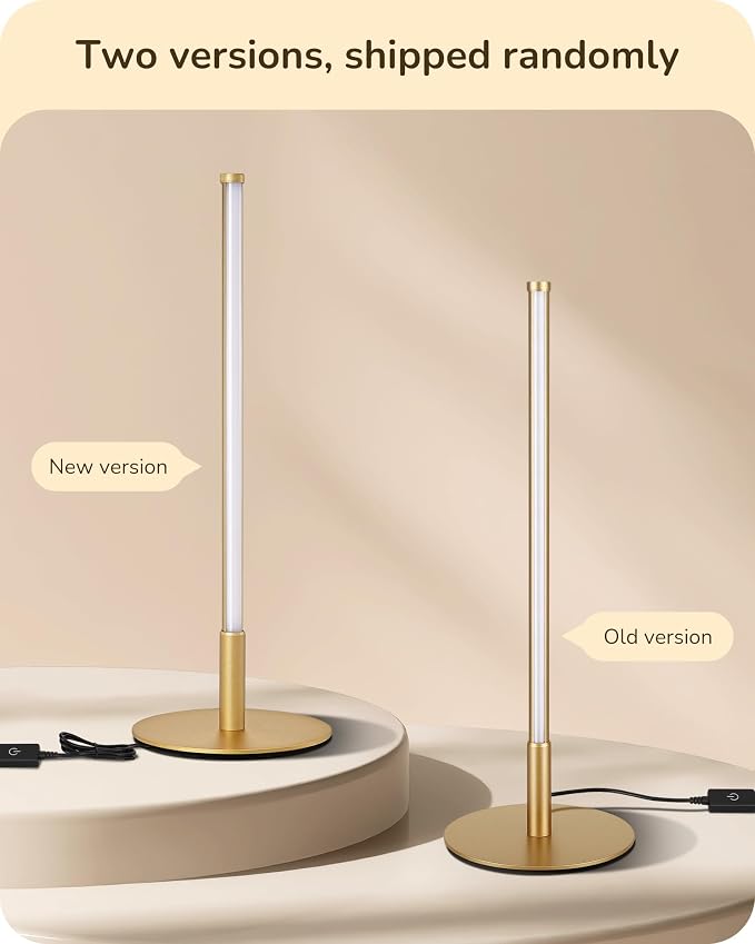 EDISHINE LED Table Lamp, Modern Dimmable Desk Lamps Metal Finish, Gold | 3 Color Temperature, 6W, Skinny Modern Minimalist Style for Bedroom, Living Room, Corner