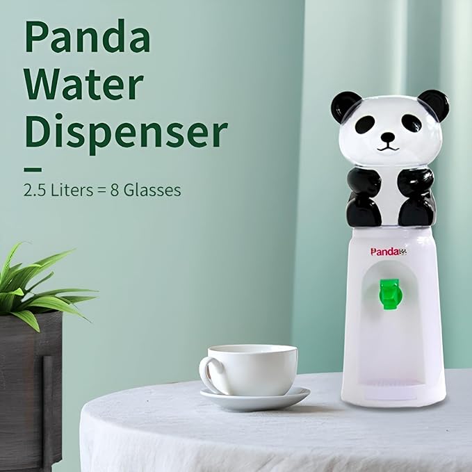 Panda Water Dispenser, 2.5 Liters Mini Desktop Water Dispenser Small Cooler Dispenser for Kids Room Office Desk - White