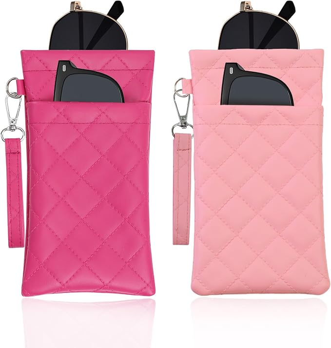Double Eyeglass Case Soft Dual Glasses Case for Women Men Travel Squeeze Top Sunglasses Cases Eyeglasses Pouch