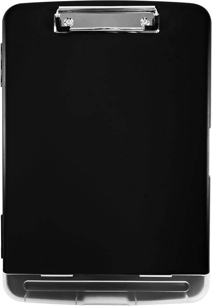 Super Z Outlet Slim Plastic Nursing RN Style Lightweight Coaches Clipboard with Open Foldable Storage, Classroom Teacher College Size (9.5" x 14") (Black, 9.5" x 14")