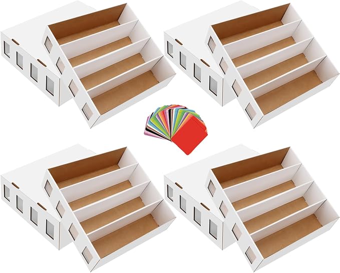 4 Pack Trading Card Storage Box 12500+ Count Cards Storage Box with 48 Card Divider White Sports Card Boxes Bulk Card Cases Cardboard Card Collection Trading Card Boxes for Basketball MTG TCG Cards
