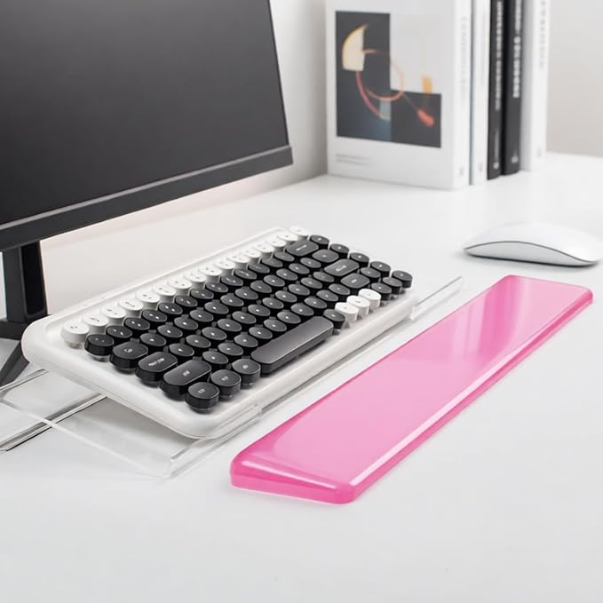 Keyboard Wrist Rest,Gel Wrist Rest for Keyboard-Pink Wrist Rest | Jelly Clear Gel Wrist Pad for Easy Typing, Anti-Slip Comfort Keyboard Wrist Pad for Desktop Relieve Pain