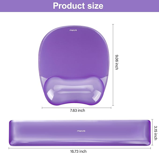 MOSISO Cooling Gel Wrist Rest Support for Mouse Pad&Keyboard Set, Purple | Irregular Oval Ergonomic Mousepad Keyboard Pad Non-Slip Base Home/Office Pain Relief&Gel Easy Typing Pad for Computer Laptop