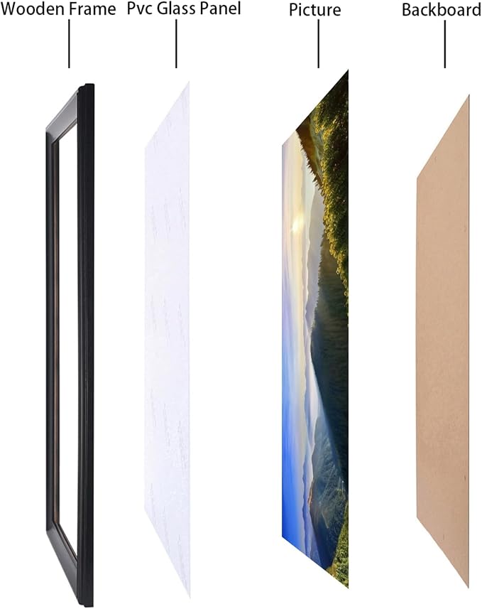 15x29 inch Picture Frame Solid Wood Black Panoramic Photo Frame,Suitable for Poster/Painting/Group Photo/Puzzle (A23B1529)