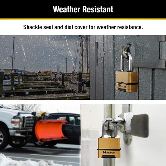 Master Lock Combination Padlock Gold | Heavy Duty | Weather Resistant | Resettable | For Outdoor Use | Pack of 20