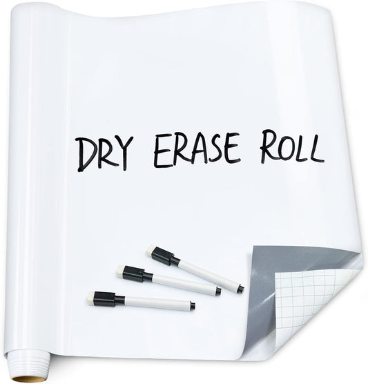 T&W SAME FILM White Board Dry Erase-Whiteboard Wall Sticker Roll 17.3''X78.7''-Self Adhesive Dry Erase Paper for Desk/Glass/Fridge/Office/Door/Classroom/Kids/Adults-3 Markers-White