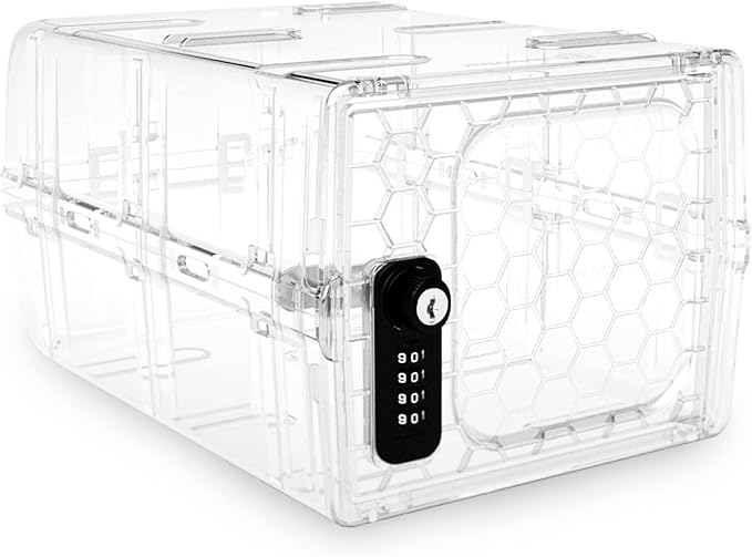 Lock Box For Food & Medicine - Dual Combination & Keyed Lock Box - Made of Industrial-Grade Plastic - One Size (Clear)