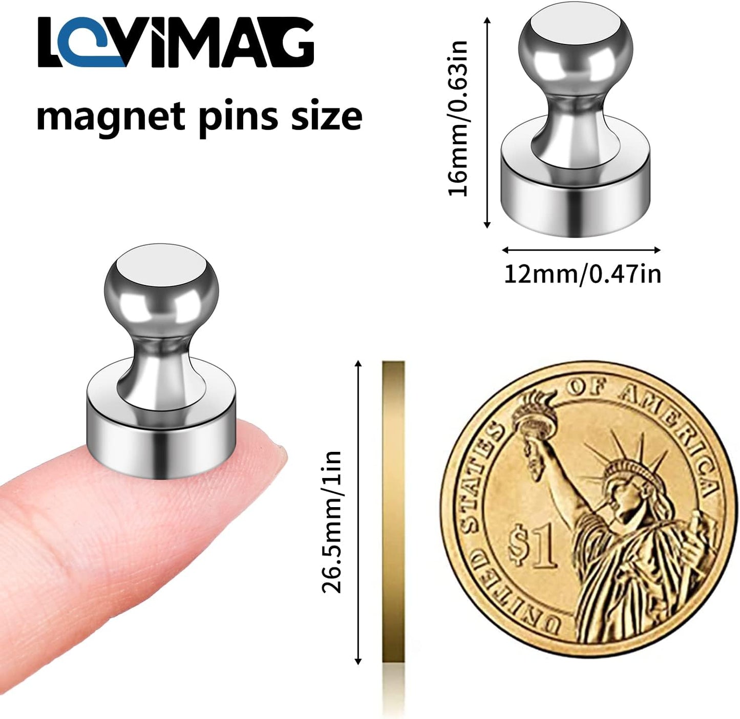LOVIMAG 16Pcs Refrigerator Magnets for Whiteboard, Strong Fridge Magnets Adult, Small Magnetic Push Pins, Cruise Magnets for Metal Door, Fridge,Office, Classroom, Thumb Tacks Magnets for Locker
