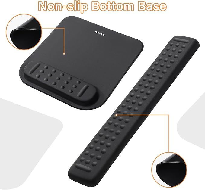 MOSISO Keyboard Stand&Wrist Rest Support for Keyboard &Mouse Pad Set | Ergonomic Massage Wrist Rest Set, Easy Typing Working Acrylic Clear Stand for Office Home, Black