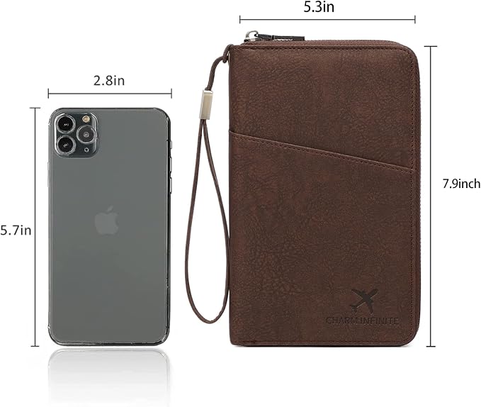 Family Passport Holder for Travel Women and Men RFID Blocking Passport Holder with Zipper Multi-functional Passport Wallet Passport Case Passport cover Travel Essentials
