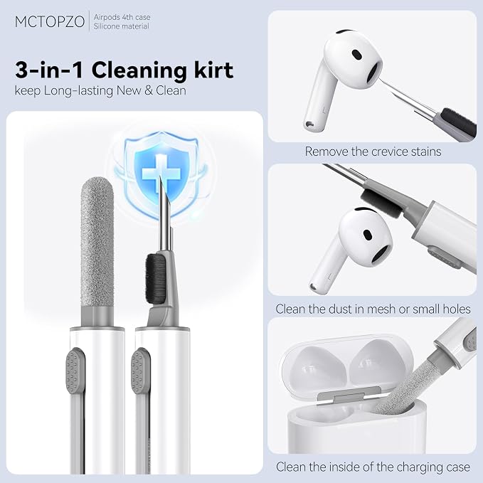 for AirPods 4 Case 2024 with Cleaner Kit & Keychain-Magnetic Green | Silicone Protective Cover for Apple AirPods 4th Generation Case,for Women Men,One-Piece Design,Shockproof,Dust Proof,Magnetic