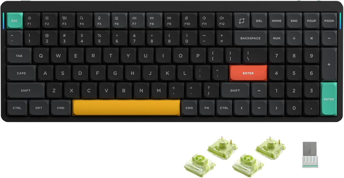 nuphy Air96 V2 Wireless Mechanical Keyboard,100 Keys Gaming Keyboard,Supports Bluetooth 5.1,2.4G and Wired Connection,for PC/Laptop/Windows/Mac -Black Gateron Aloe Switch