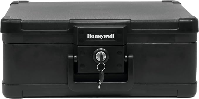 Honeywell Safes & Door Locks 30 Minute Fire Resistant & Waterproof Safe Box With Carry Handle - 1503 (.24 Cu Ft.), Black