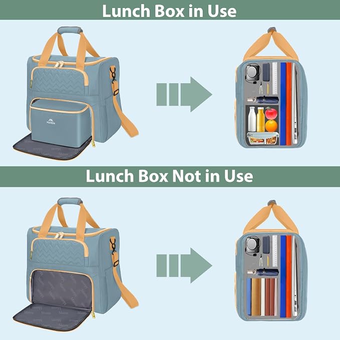 MATEIN Rolling Teacher Bag with Wheels, 15.6 Inch Rolling Tote Bag for Work | Detachable Cart, with Insulated Lunch Box, Computer Bag, Rolling Briefcase for Nurse Work Business Office