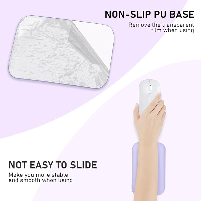Leolee Elbow Rest Pads for Desk, Gel Ergonomic Wrist Rest Arm Rest Pads | Upgraded, Memory Foam, Non-Slip Base, Cushion Support Relieve Elbow and Wrist Pain for Computer, Office, 2 Packs, Purple