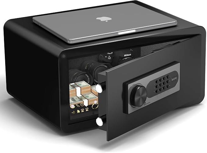 DAYI Safe Box, 1.2 Cu. Ft. Home Safes with Fireproof Bag for Laptop & Docs | Digital Keypad, Dual Alarm System, Solid Alloy Steel, Pry-resistant Door, LED Interior Light, For Office Hotel Use - D-22